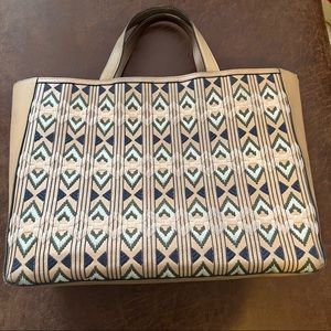 Tory Burch leather and embroidered tote